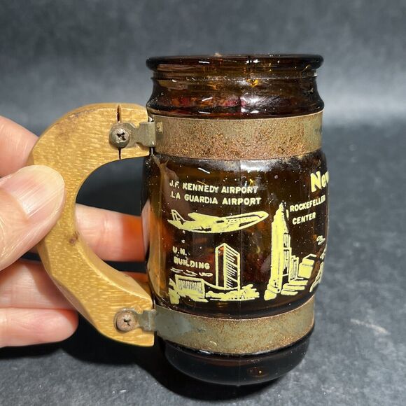 Vintage Rare Brown Glass 1970s New York City Shot Glass‎ Rusty - Picture 3 of 10